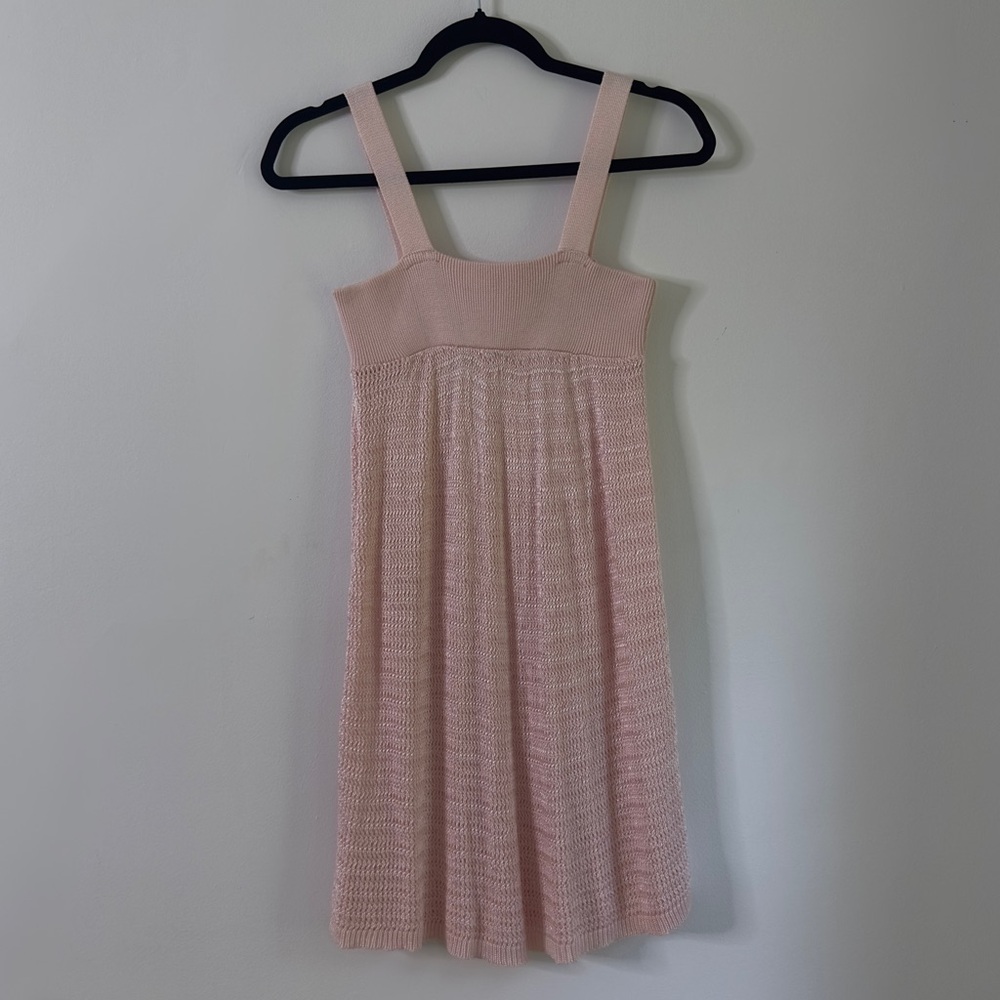 Light Pink Semi-Sheer Knit Mini Dress